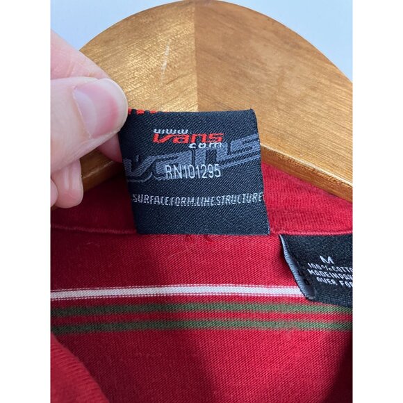 Vintage 90's Y2K Vans Red Striped Polo Shirt Mens Medium - Picture 6 of 9